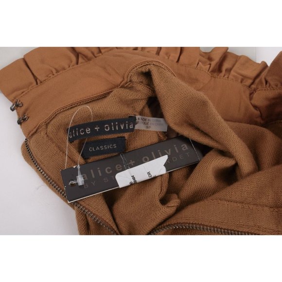 Alice & Olivia Womans Knit Sweater Top Shirt Size S Puff Sleeve Camel Brown NWT - Picture 7 of 7